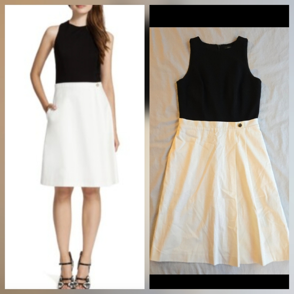 Cyntha Steffe Pia Dress Black & White Midi Classic Minimalist Chic